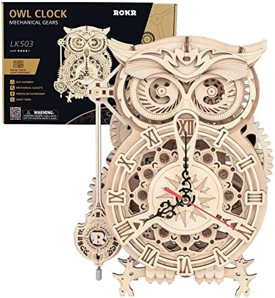 Rokr 3D Wooden Puzzle for Adults Owl Clock Model Kit Desk Clock Home Decor Unique for Kids on Birthday/Christmas Day
B08JGH2D81