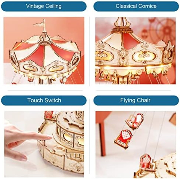 Rokr 3D Puzzles Wooden Music Box Kit with LED Rotating Swing Ride Mechanical Model Kit DIY Wood Craft Hobbies Kit for Adults Birthday for Boys/Girls
B0B4WCLG2M