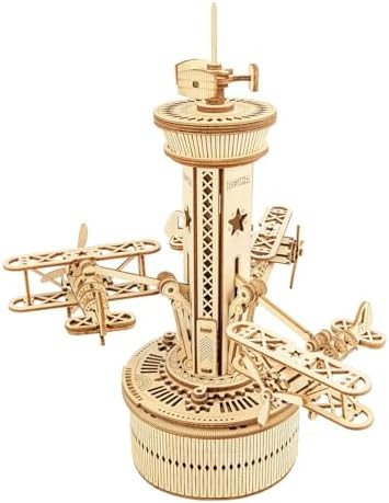 Rokr 3D Wooden Puzzle for Adults Airplane Tower Music Box - DIY Mechanical Model Building Kit 10" s for Boys/Girls/Parents/Family
B08P5G9VH2