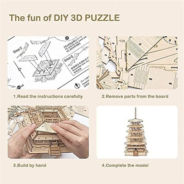 Rolife 3D Wooden Puzzles Temple Building Kit - 275PCS Japanese Five-storied Pagoda 13" Model Craft Kits for Adults/Boys/Girls
B091B9JZHL