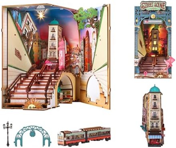 Rolife DIY Book Nook Kits for Adults Miniature Dollhouse Booknook Kit 3D Wooden Puzzle Creative Decorative Bookends Bookshelf Diorama Insert Crafts Hobbies s (Street Scene)
B0FFSYZ6N4