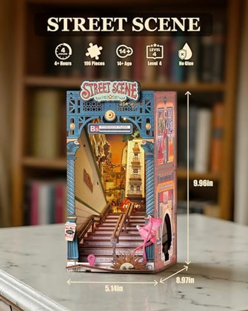 Rolife DIY Book Nook Kits for Adults Miniature Dollhouse Booknook Kit 3D Wooden Puzzle Creative Decorative Bookends Bookshelf Diorama Insert Crafts Hobbies s (Street Scene)
B0FFSYZ6N4