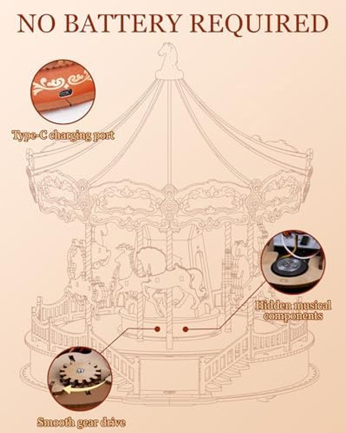 Rolife Wooden 3D Puzzles for Adults DIY Carousel Music Box with Chaser Lights 11.6" Model Building Kit Construction Project Craft Kits for Adults Hobby Home Decor Chiristmas s for Boys Girls
B0DJ2V4PP9