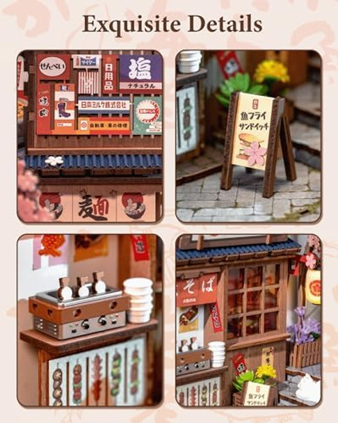 Rolife DIY Book Nook Kits for Adults Miniature Dollhouse Booknook Kit 3D Wooden Puzzle Creative Decorative Bookends Bookshelf Diorama Insert Crafts Hobbies s (Sakura Wine Alley)
B0F8HRXRMZ