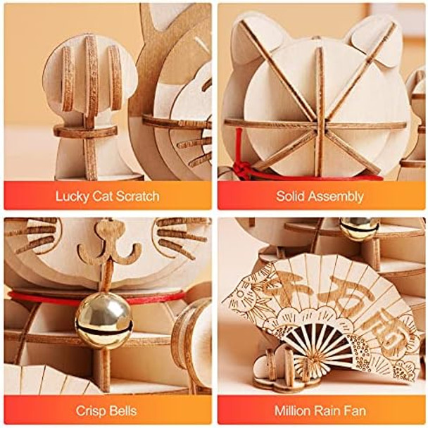 Rolife 3D Wooden Puzzles Lucky Cat DIY Wood Craft Model Kit for Teens&Adult to Build
B092LFD36L