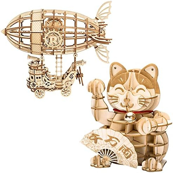 Rolife 3D Wooden Puzzles DIY Model Kits for Adults and Teens to Build for Family and Friends (Airship&Lucky Cat)
B09GVNR8HZ