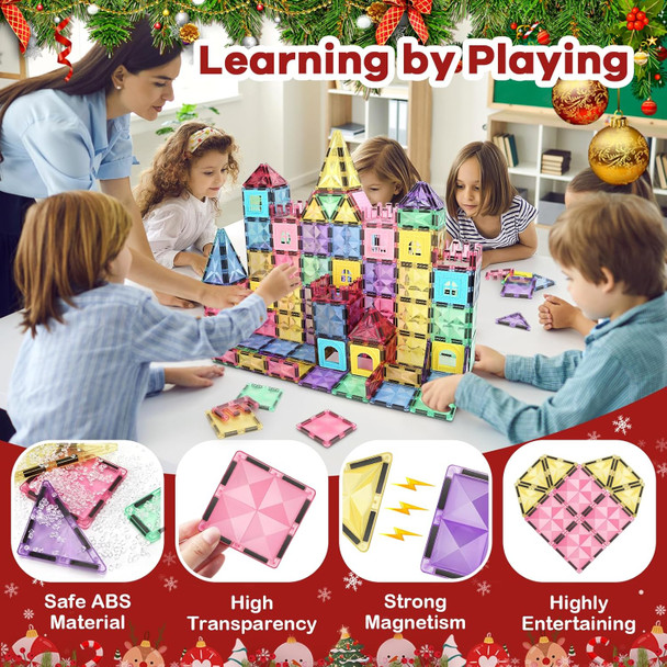 Romds Magnetic Tiles Magnetic Building Blocks for Kids Ages 3+ and STEM Magnet Toys Clear Magnet 3D Blocks Construction Playboards for Boys & Girls Sensory Play for Preschool Learning(120 pcs)
B0DKXFDHMN