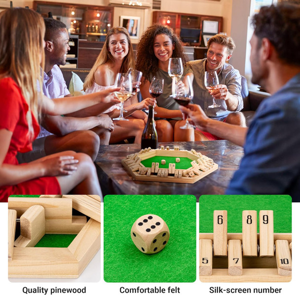 Ropoda Wooden Shut The Box Game (2-4 Players) - Large 4 Sided Board 8 Dice Rules - Amusing Addition Game for Kids & Adults 12 Inch
B07Q8KTHW7