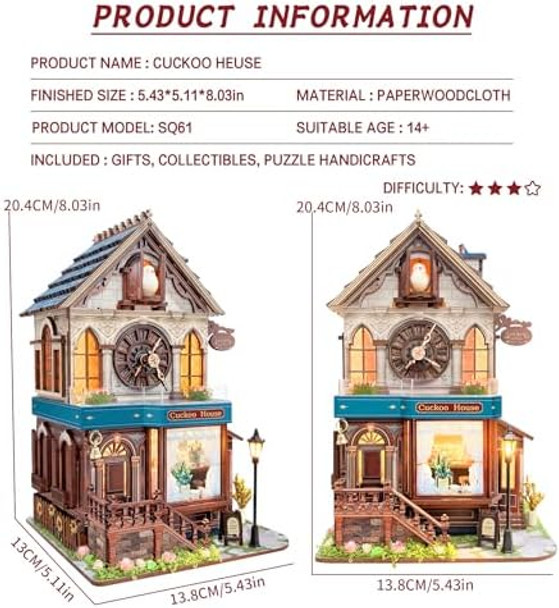 Roroom DIY Miniature Doll House with Furniture Cuckoo House Dollhouse Kit for Adults and TeensBooknook Tiny House Bookshelf Decor Mini 3D Wooden Puzzle s for Family Friends(SQ61)
B0FGXQQY8L