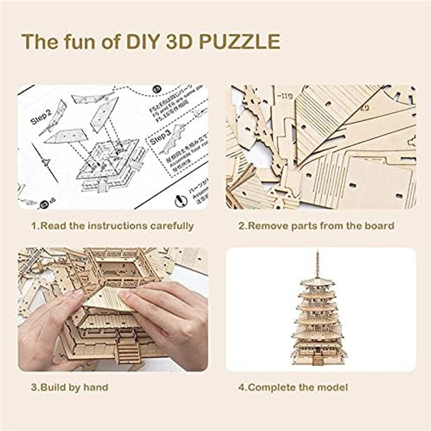 Rowood 3D Puzzles for Adults Wooden Model Kits for Adults to Build on Birthday Christmas - Five-storied Pagoda (275 PCS)
B091DMKH4C