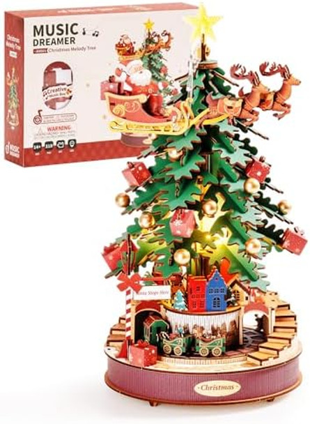 Rowood 3D Puzzle Miniature House KitWooden Music Box Model KitDIY Miniature Dollhouse Kits for Adults to BuildCollectible Building Home Decor for Kids Teens on Christmas Birthday - Melody Tree
B0DBH252QW