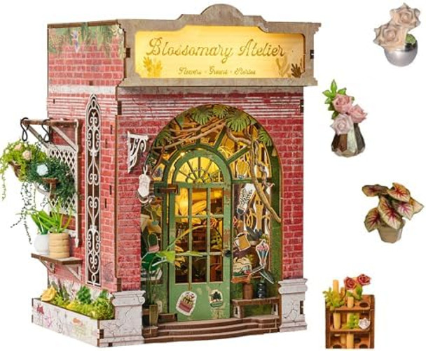 Sagiterra Book Nook Kit，DIY Miniature Dollhouse Kit for Adults and Teens，3D Wooden Tiny House for Family and Friends，Bookshelf Decor in Halloween/Christmas (Red Blossomary Atelier)
B0FHJ1FSSR
