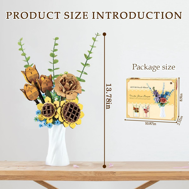 Sanyiyiba 3D Puzzle Wooden Flower Bouquet & Vase Set – Artifical Flowers Building Block Set Toy for Kids and Adults Mother's Day/Valentine's Day/Teacher's Day/Thanksgiving/Christmas/Birthday -(NO1210)
B0F333MJSG