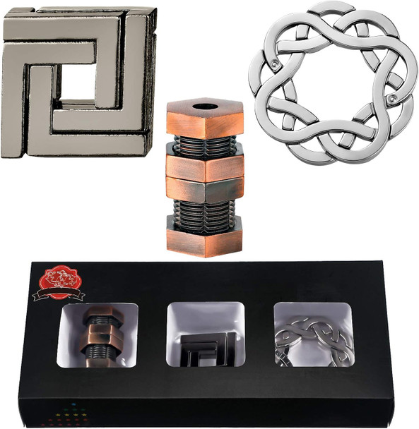 Skylety 3 Pieces Brain Teaser Metal Puzzles Valentine for Her Him 3D Metal Puzzles for Adults IQ Logical Games Unlock Interlocking Knot Puzzle Hard Educational Toy(Stylish Style)
B08VND8B7Z