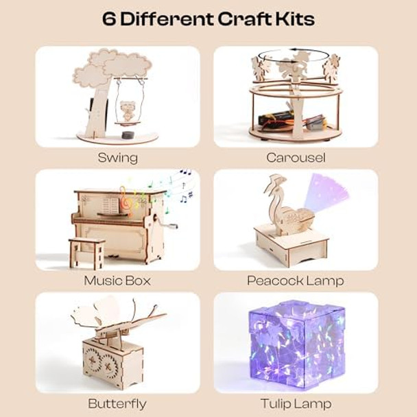 Sntieecr 6-in-1 STEM Kits for Kids Girls Wooden Craft and Art 3D Puzzles Science Model STEM Building Kits for Ages 8-10 8-12 Years Idea for Birthday School Project
B0FHQ2ZTK2