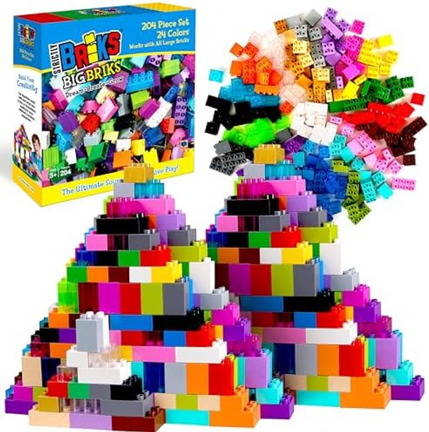 Strictly Briks Compatible with Lego Duplo Toy Large Building Blocks for Kids - Blocks for Toddlers Big Bricks Set for Ages 3 and Up - Compatible with All Major Brands Rainbow Colors 204 Pieces
B01MSVEGSF