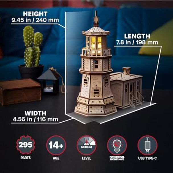 Ugears Split Rock Lighthouse 3D Puzzle – DIY Miniature Kit Wooden Models for Adults to Build with LED Nightlight - 3D Wooden Puzzles - Crafts for Adults s for Engineers - 295 Pcs
B0D9ZK6J81