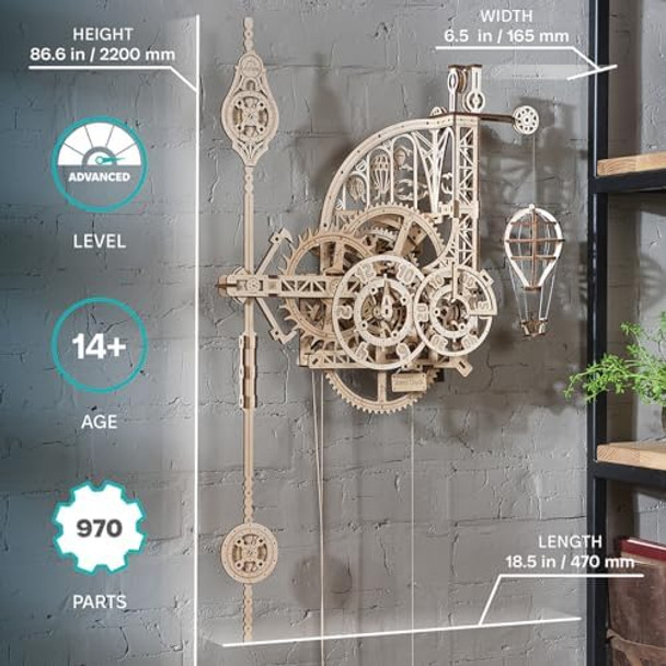 Ugears Wooden 3D Puzzles for Adults Aero Clock - Mechanical Puzzles for Adults Wall 3D Clock Puzzle with Pendulum Model Kit - DIY Miniature Kit Crafts for Birthday - 320 Pcs
B094994SJT