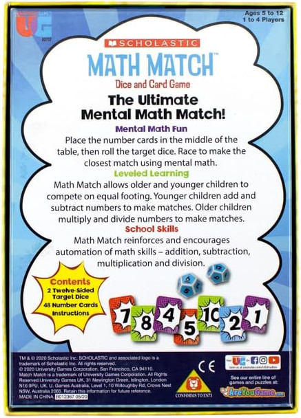 University Games Scholastic Math Match Travel Dice Game Mathematics Reinforcement Game for Kids for 2 or More Players Ages 5 and Up
B08MWX67R5