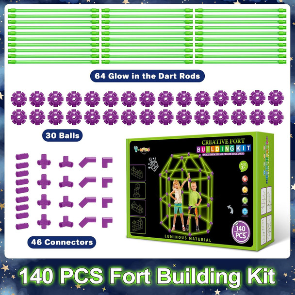 V-Opitos 140 Pack Glow in The Dart Fort Building Kits for Kids Age 4 5 6 7 8+ Years Old STEM Building Toys for DIY Castles Tunnels Ideal Christmas Birthday s for Boys & Girls
B0CWR4QBTJ