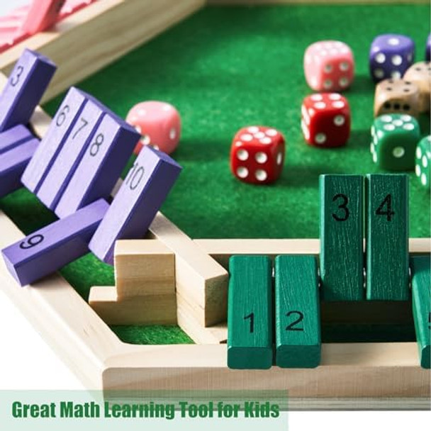 Vamslove Shut The Box Game for 6 Player with 12+4 Dice - Colorful 6 Sided Wooden Board Math Number Games for Kids Adults Families Party Club (Instructions Included)
B0C3VQ32DG