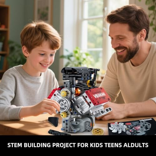 Win V8 Engine Building SetV8 Engine Model kit That RunBuild Your Own STEM Mini V8 Model Engine Kit with Battery and Motor8-Cylinder Car Engine Building Engineering Toys for Kids Adults(478PCS)
B0FC2PD34G