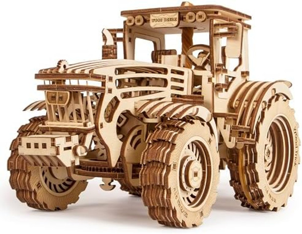 Wood Trick Wooden Mechanical Tractor Model Kit to Build for Adults and Kids - 11x7″ - Detailed and Sturdy - Rubber Band Motor - 2 Speeds - 3D Wooden Puzzle
B07CWQDN7W