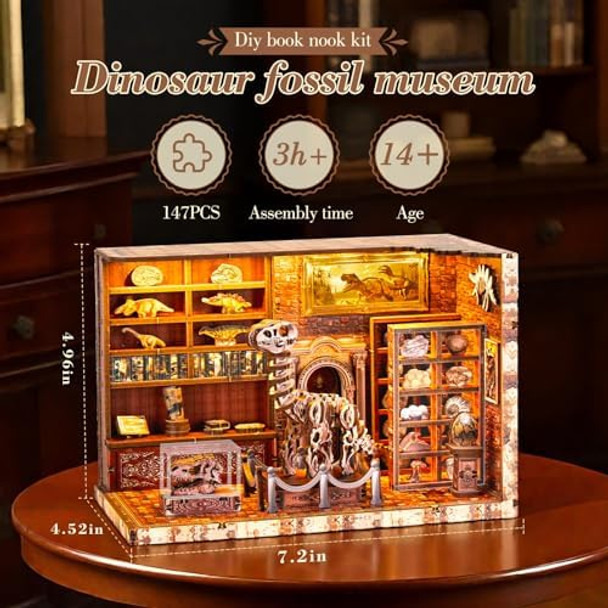 Zhyllo Book Nook Kit3D Wood Puzzle LED Light DIY Miniature House Kit for AdultsTeens and Beginners Dollhouse Bookshelf Decor Tiny Houses to Live in for Adultss for FamilyFriends（Dinosaur Museum）
B0FCBS1VL6