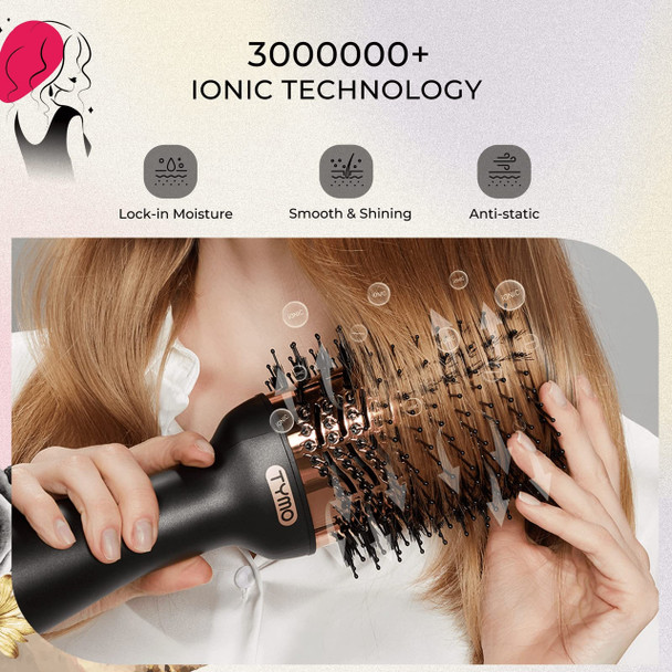 Hair Dryer Brush - TYMO Ionic Blow Dryer Brush & Volumizer Professional One-Step Hot Air Brush with Enhanced Titanium Barrel Hair Dryer And Styler in One