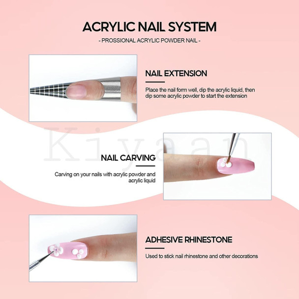 Morovan Acrylic Nail Kit Acrylic Powder with Professional Liquid Monomer For Nail Extension Acrylic Nail Brush Nail Art Starter Kit