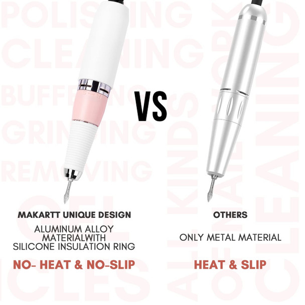 Makartt Rechargeable Nail Drill 30000RPM Portable Electric E File MALORY Acrylic Nail Gel Polish Remover Machine with Nail Drill Bit Set for Manicure Nail Art Salon Nail Tech Home DIY Pink