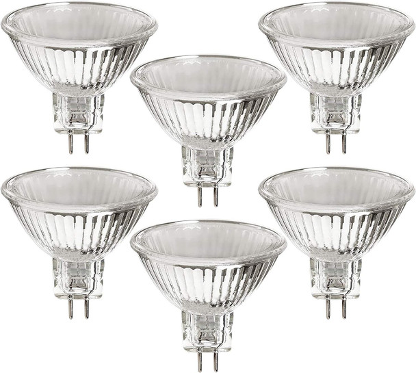 Mr16 Halogen Spot Light Bulb Down Reflector Lamp 75W 12V 2 Prong Stove Hood Range Lighting High Cri Warm White Gu5.3 75 Watt Dimmable Replacement Gl Fiber Optic Bab C Bright Kitchen 30°-45° I 6 Pack