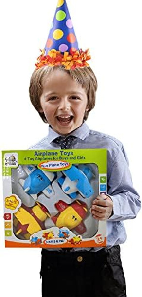 3 Bees & Me Airplane Toys - Set Of 4 Toy Airplanes For Boys And Girls - Fun Toys For Toddlers & Kids - Colors May Vary