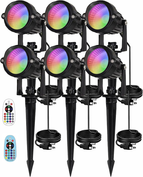 10W Rgbw Led Landscape Lights Spot Lights Outdoor For Yard Garden Decor Spotlight Landscape Lighting With 16 Color Changing And Remote Ip68 Waterproof (6 Pack)