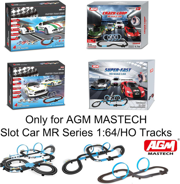 Agm Mastech Extension Set #3-38 Piece Track Expansion Accessory Pack(Fly-Over Slope) - For Use With Agm Masetch 1:64 Slot Car Racetrack Systems