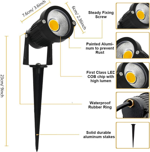 Led Landscape Lights Low Voltage Spotlights Lighting 5W 12V 24V Garden Pathway Lights For Indoors Outdoors Warm White Walls Trees Flags