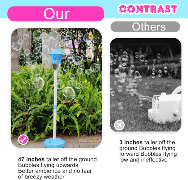 Aiersa Bubble Machine AutomaticHeight 47 Inches Vertical Bubble Machine For Parties Outdoor Battery Bubble Maker With LightsBubble Blower Machine For Wedding Kids Toddlers Birthday Party