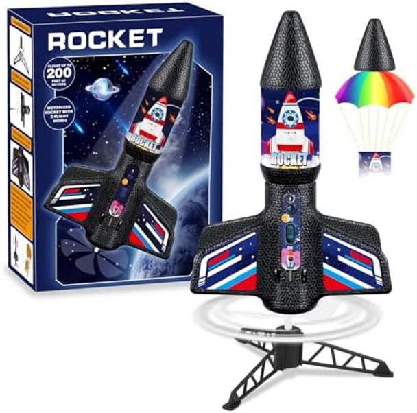 Rocket Launcher Toy s For Kids - Self Launching Motorized Air Rocket With Parachute Launch Up To 200 Ft Model Rockets Outdoor Toys Birthday s For Boys Kids Ages 6 7 8 9 10 11 12 3-5 5-7 8-12