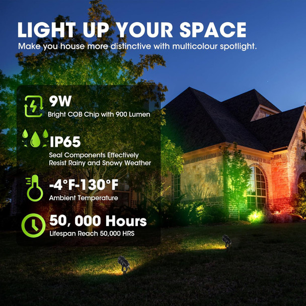 9W Low Voltage Landspcape Lights With Connectors 12V Ac/Dc Led Landspcape Lighting Outdoor Waterproof Spotlights 900Lm Warm White Garden Decorative Uplight For PathwayPatioYard Lights(2Pack)