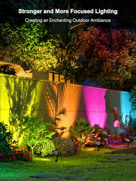 Angelhalo Smart Landscape Spotlights 4 Pack Rgbw Pathway Lights 2000Lm Dimmable Ip65 Waterproof Compatible With Alexa Outdoor Decoration