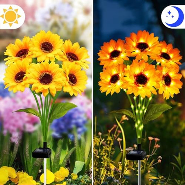 4Pack 6Head Solar Sunflowers& 4 Pack Solar Rose Flowers
