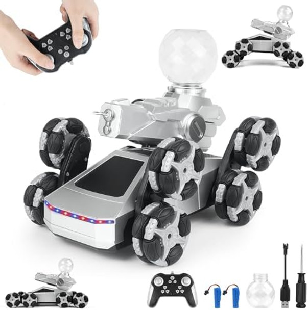 Rc Car - 2.4Ghz Remote Control Truck Toys With Swappable Wheels Water Shoot Lights & Music All-Terrain Off-Road Rc Truck Kids Birthday Christmas For Boys Girls 6+ (Xs-8P)