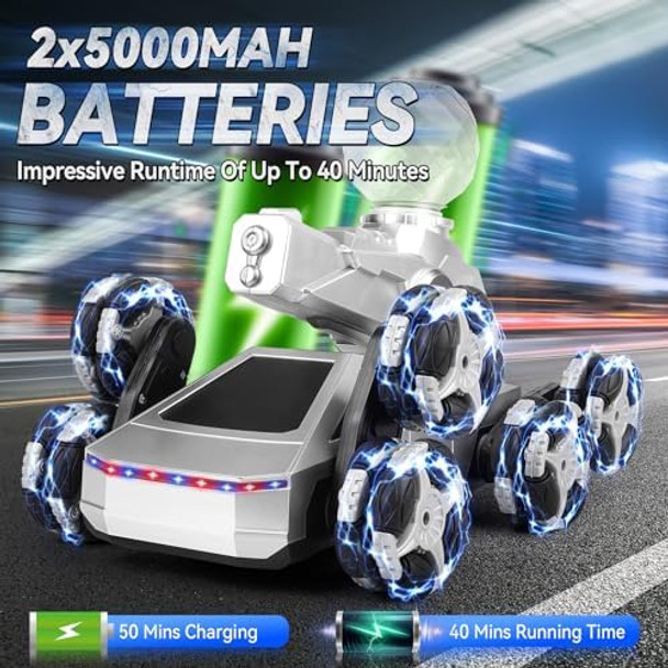 Rc Car - 2.4Ghz Remote Control Truck Toys With Swappable Wheels Water Shoot Lights & Music All-Terrain Off-Road Rc Truck Kids Birthday Christmas For Boys Girls 6+ (Xs-8P)