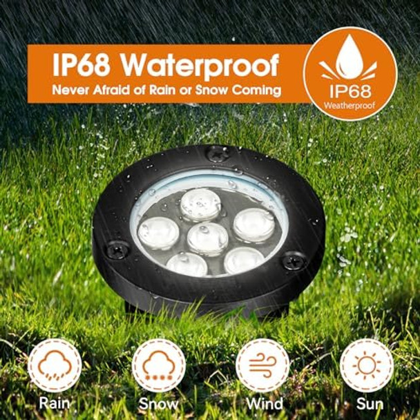 6W Low Voltage Landscape Lights Ac/Dc12-24V Well Lights Ip68 Waterproof 5500K Cool White Landscape Lighting Spotlight For Patio Yard Garden Outdoor (6 Pack)