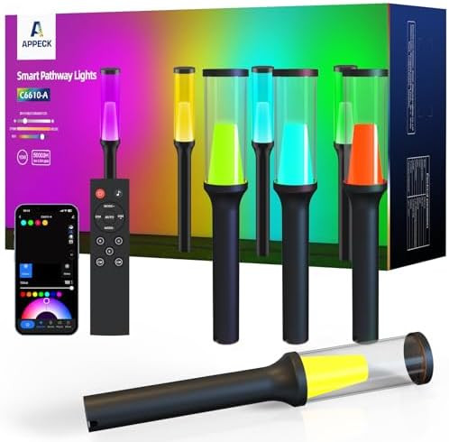 Pathway Lights Outdoor 800Lm Rgbcw Low Voltage Landscape Lighting Smart App And Alexa Control Ip65 Waterproof Color Changing Walkway Lights For Garden Yard Patio Christmas 4 Pack