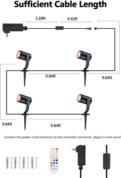 Low Voltage Landscape Lights Ip67 Waterproof Outdoor Spot Lights 24W Smart Rgbicw Color Changing Landscape Lighting With Wifi App/Voice Control Aluminum Led Pathway Lights 4 Pack