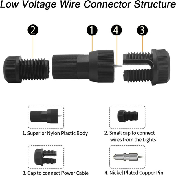 Arector Yellow Low Voltage Wire Connectors Outdoor Landscape Light Power Cable Connector 12-20 Awg For Landscape Path Lights And Other Outdoor Spotlights(10 Pcs)