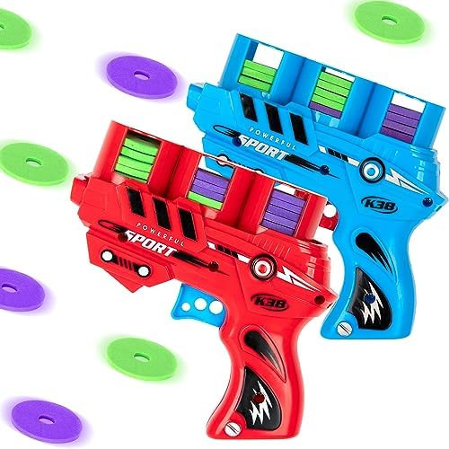 Artcreativity Foam Disc Shooter Set Of 2 Disc Guns With 36 Flying Discs Fun Toy Foam Blasters For Kids Outdoor Games Summer Activities And Party Favors For Ages 8-12