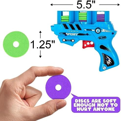 Artcreativity Foam Disc Shooter Set Of 2 Disc Guns With 36 Flying Discs Fun Toy Foam Blasters For Kids Outdoor Games Summer Activities And Party Favors For Ages 8-12