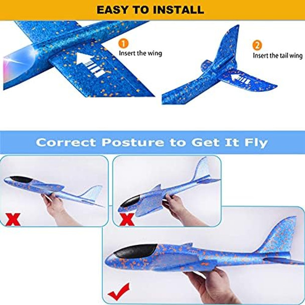 Baivyle 3 Pack 18.9" Throwing Foam Airplane Toy For Ages 8-13 ,Led Light Up Flight Plane Toy For Boys Outdoor Flying Toy Birthday s For Boys Girls 3-12 Years Old Kids Christmas Easter Baivyle 3 Pack 18.9" Throwing Foam Airplane Toy For Ages 8-13 ,Led Light Up Flight Plane Toy For Boys Outdoor Flying Toy Birthday s For Boys Girls 3-12 Years Old Kids Christmas Easter